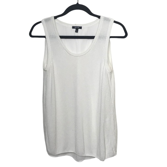 Apt 9 White Split Back Sleeveless Tank Top Blouse Medium - Picture 1 of 10